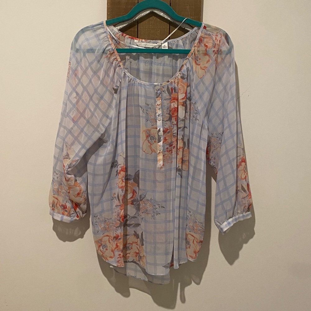 LC Lauren Conrad Blue and White Blouse